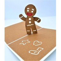 Handmade 3d Pop Up Card Gingerbread Man Christmas Halloween Easter Kid Birthday Valentine's Day Wedding Anniversary Baby Birth Shower Celebrations Greetings Party